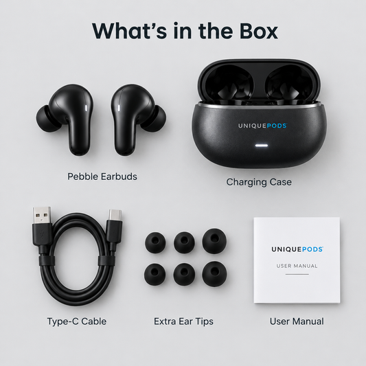 What's in the box – Pebble Earbuds