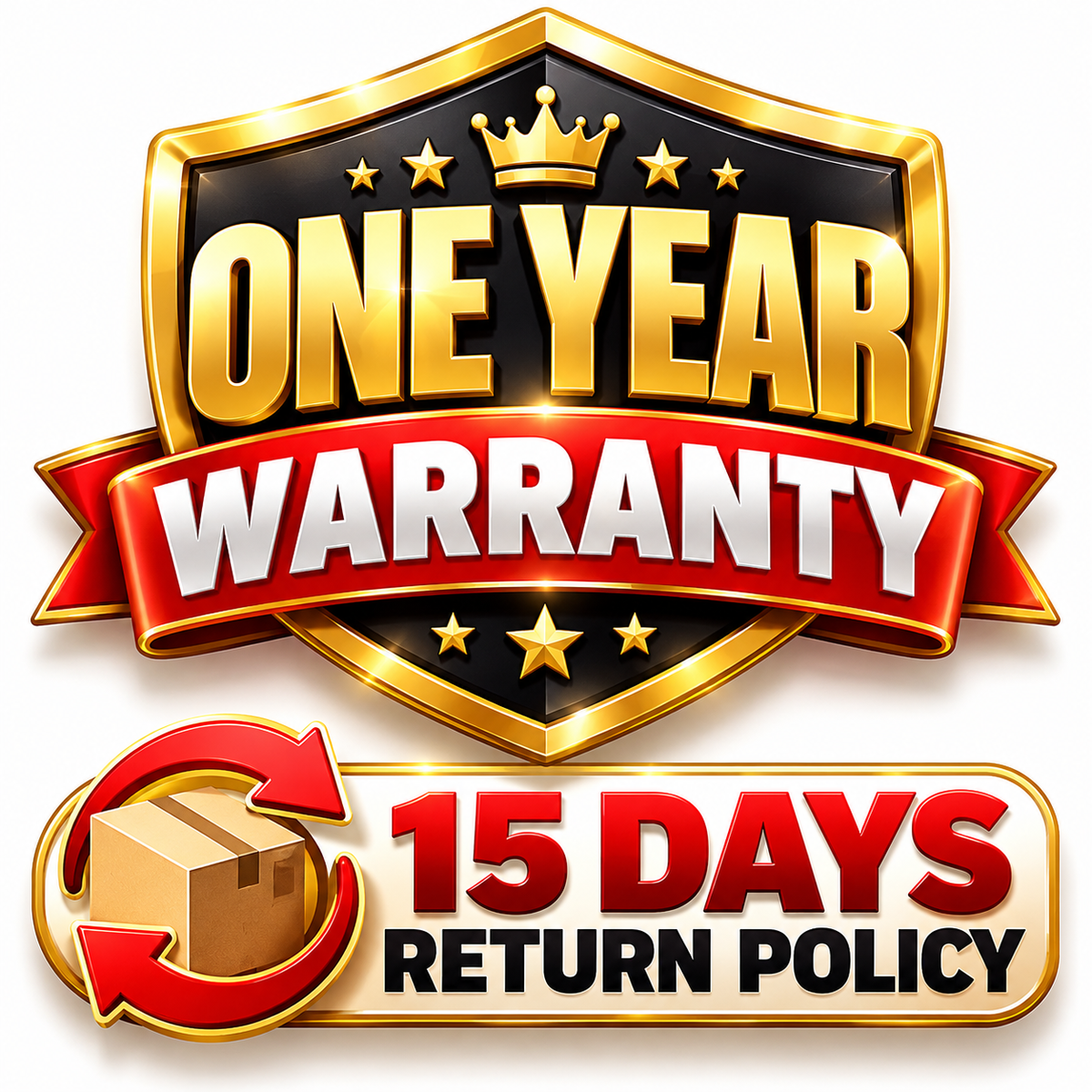 1 Year Warranty + 15 Days Replacement