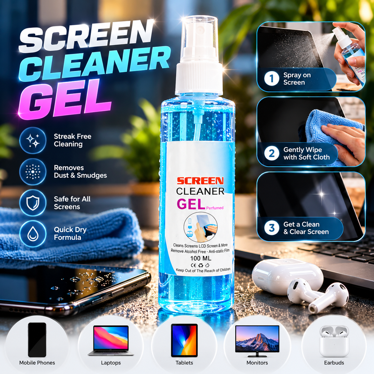 Screen Cleaner Gel – 100 ml Mobile & Laptop Screen Cleaner