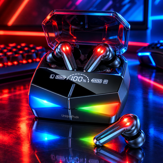 UniquePods M28 RGB gaming earbuds