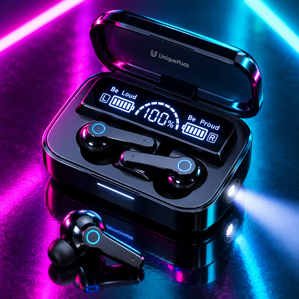 UniquePods M19 Pro LED display earbuds