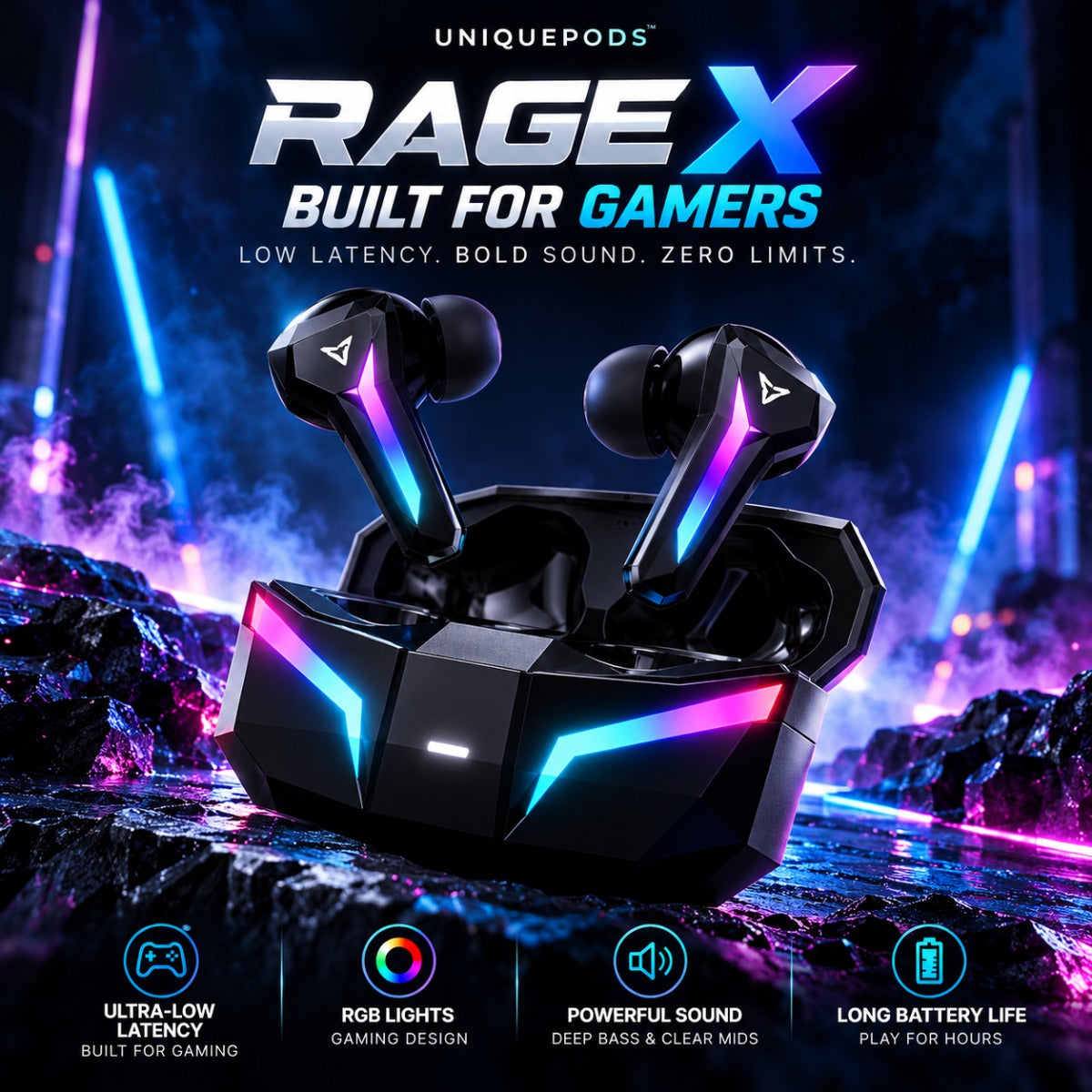 UniquePods Rage X gaming earbuds – Built for Gamers