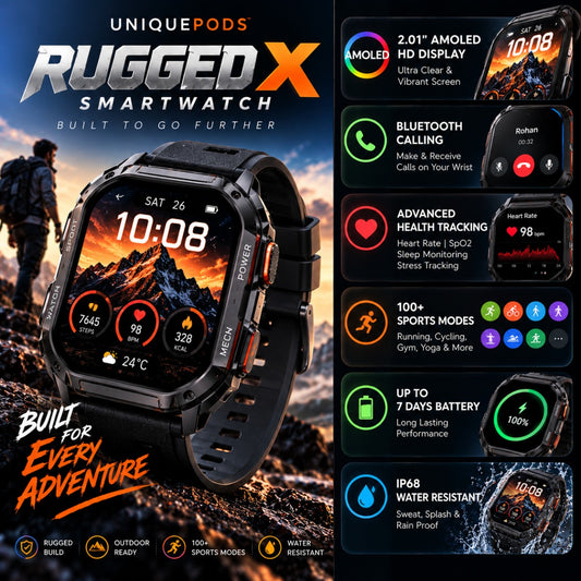 UniquePods Rugged X AMOLED Bluetooth calling smartwatch