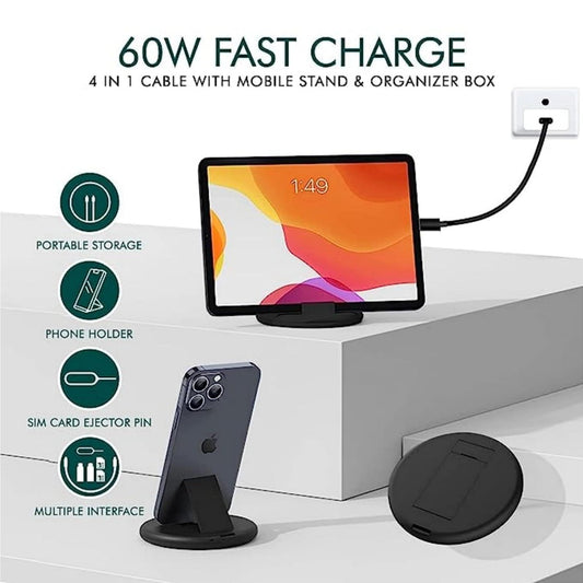 60W 4-in-1 cable with mobile stand and organizer box