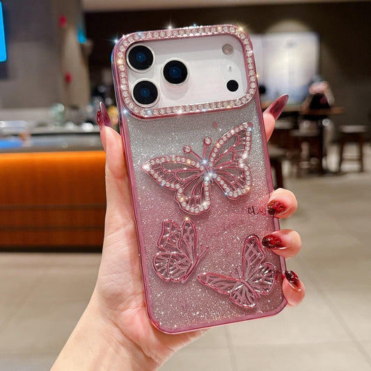 Pink butterfly glitter iPhone case